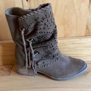 Naughty monkey suede leather fringe booties.